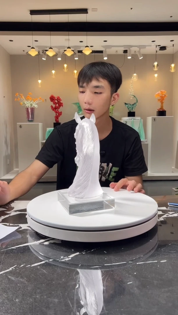 摆件巴比特美学 透明色马首加底座