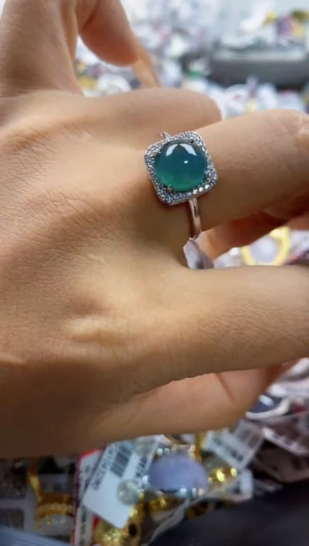 翡翠戒指银S925镶嵌444444   9