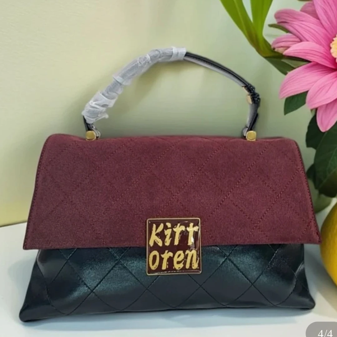 单肩拼色款车缝线朋克风手提包漆皮山系公主风