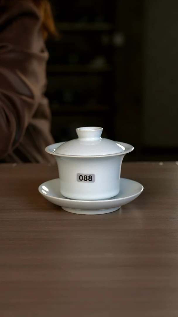 【闪购商品】杯088号月白马蹄盖碗微瑕开片