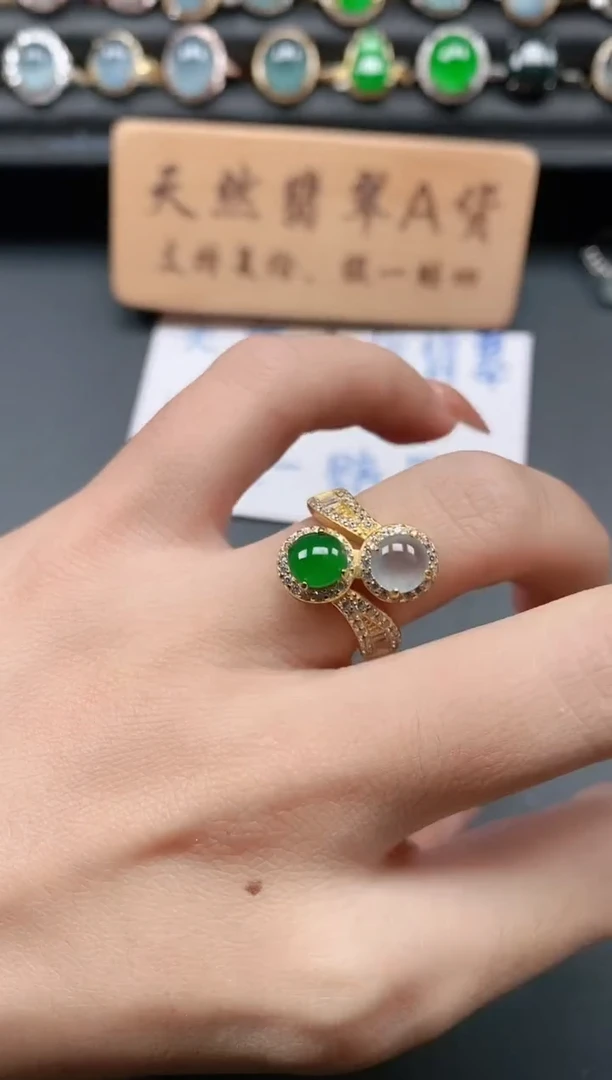 银S925镶嵌戒指翡翠11