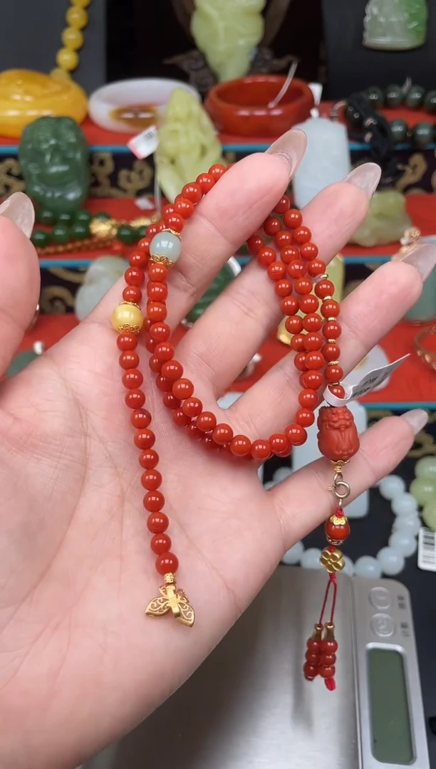 南红玛瑙未镶嵌颈饰项链n030