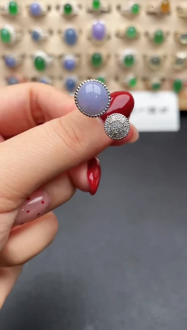 银S925镶嵌戒指翡翠一物一证一礼盒