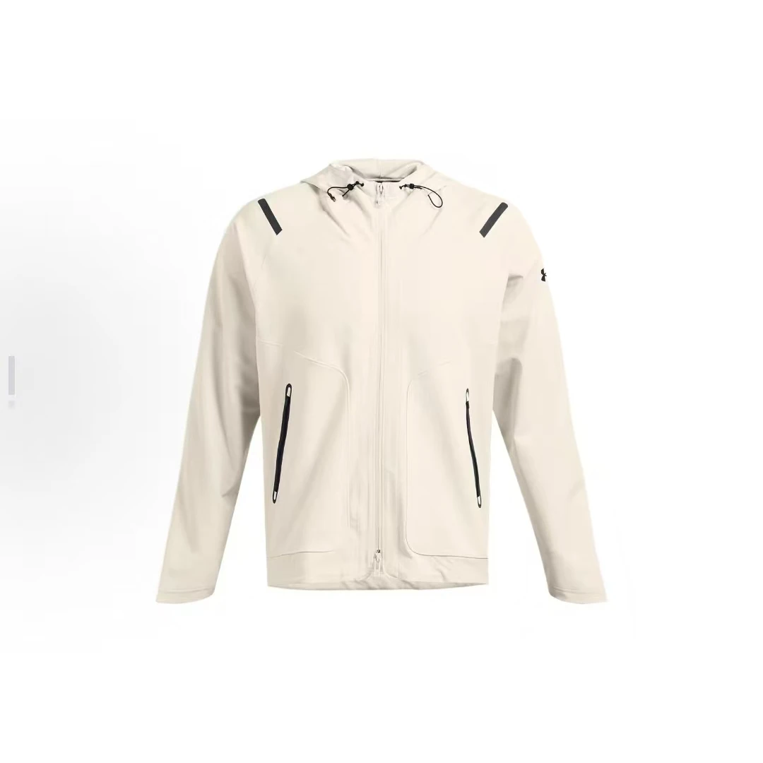 Under Armour Unstoppable 纯色品牌连帽拉链夹克外套男款峰顶白