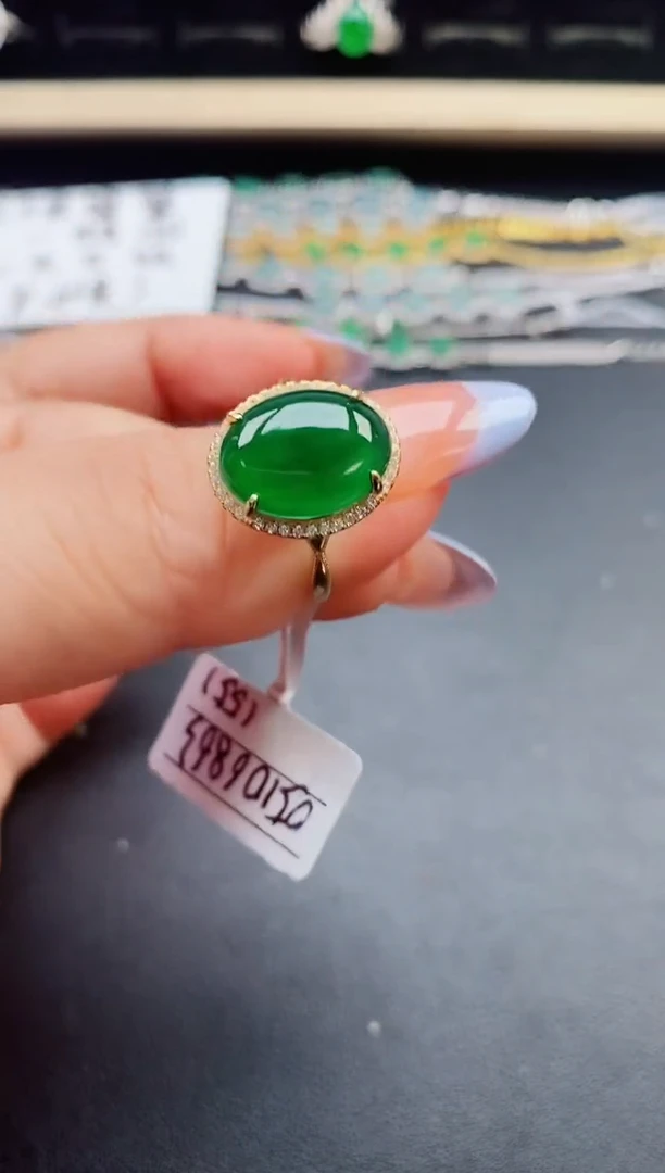 翡翠戒指银S925镶嵌312321