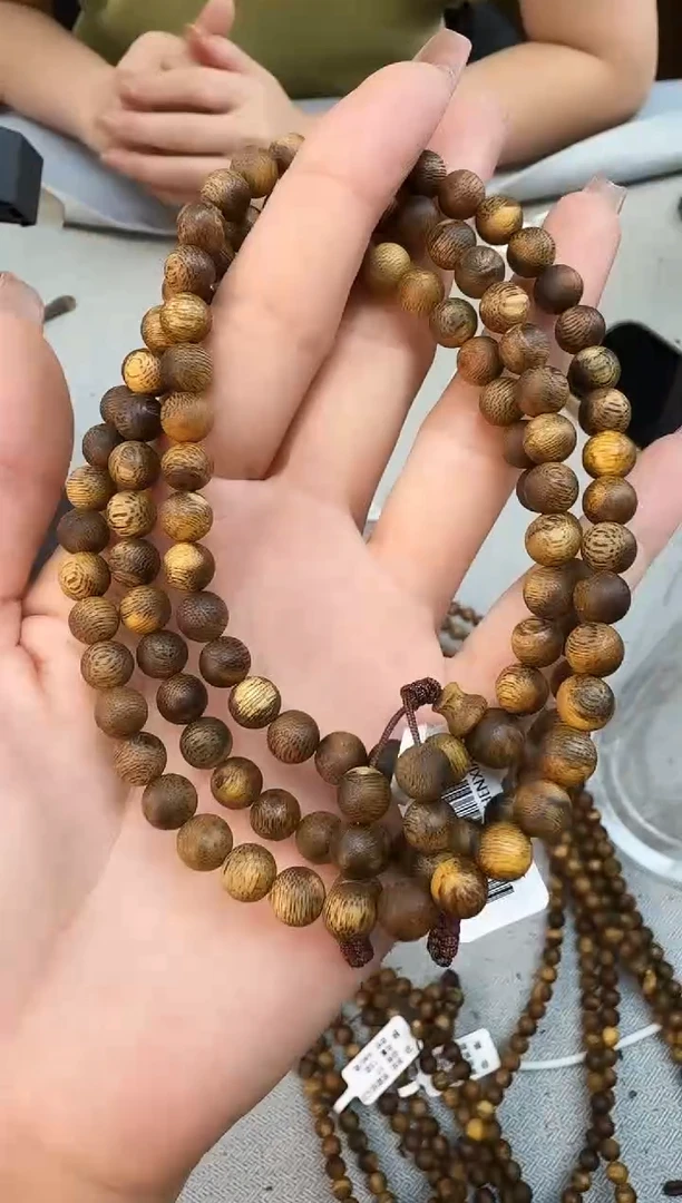 沉香手串0715虎斑棋圆珠多圈多样性发一