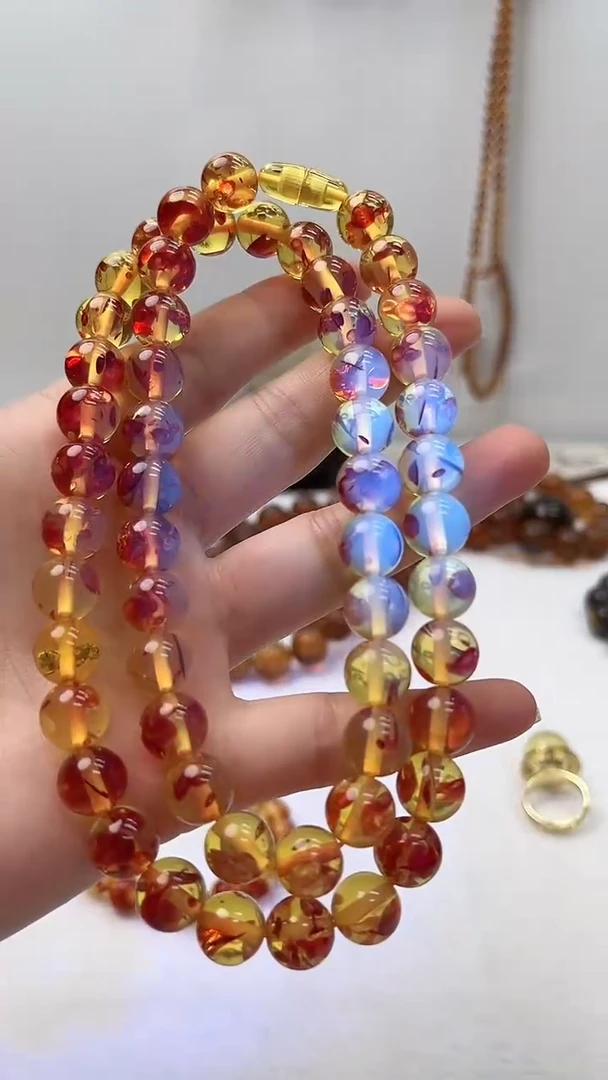 未镶嵌琥珀裸石金花卡10项链多样性发其一