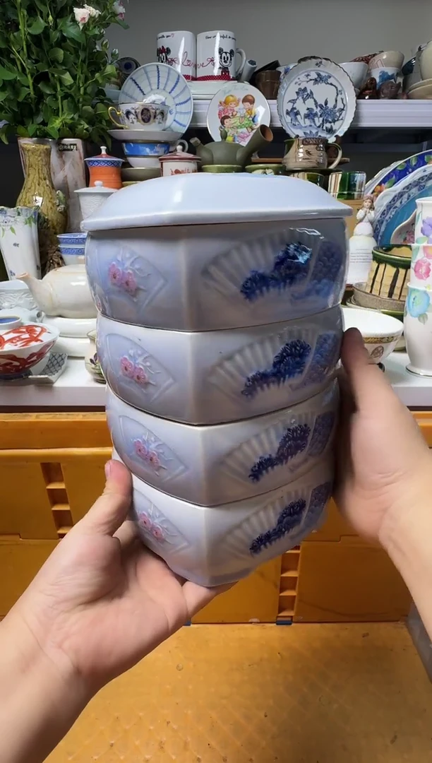 中古瓷器，默认微瑕-食盒，老物件