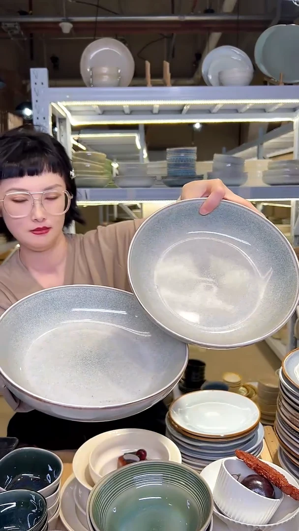 瓷45外贸尾货高温釉下彩陶瓷餐具默认微瑕