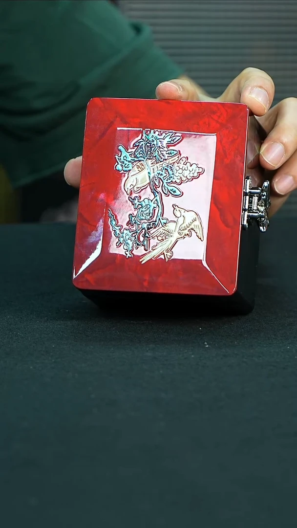 YZQQ螺钿小鲍鱼盒（红双鸟）