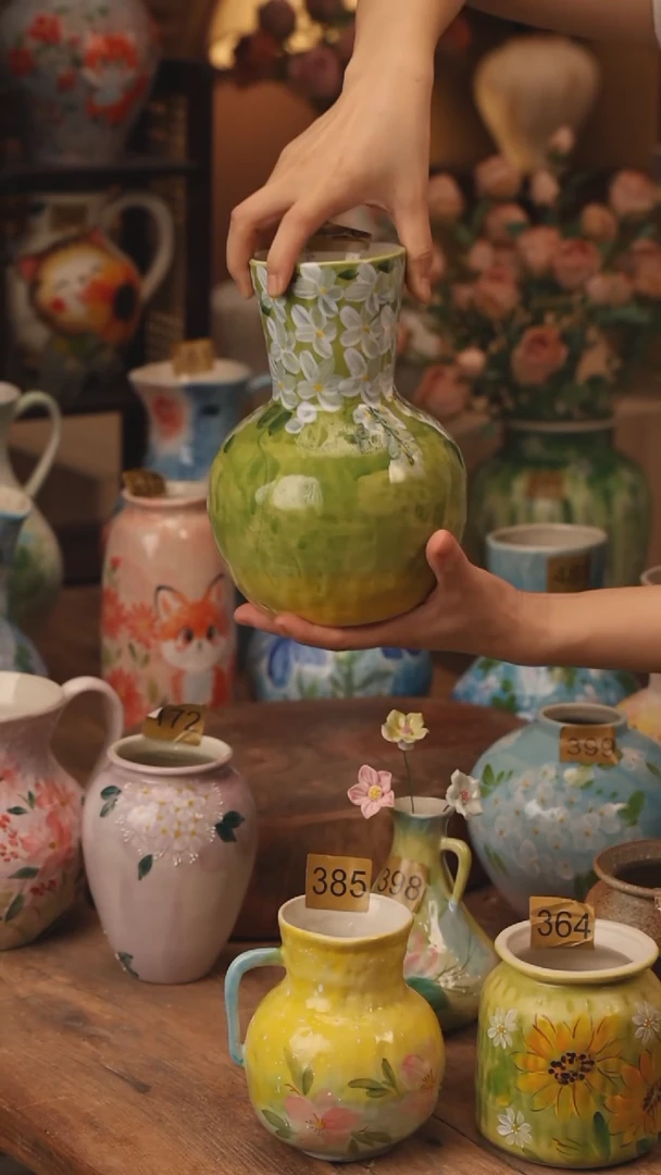 陶瓷420景德镇设计师手作花器摆件侘寂风