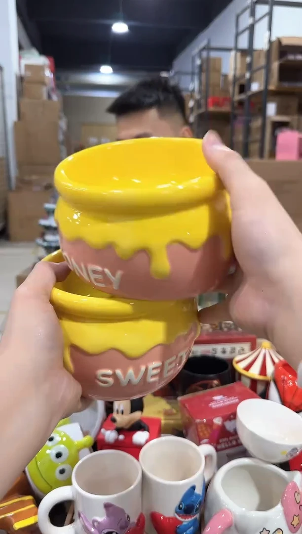 瓷片粉色蜂蜜狗粮碗2件套