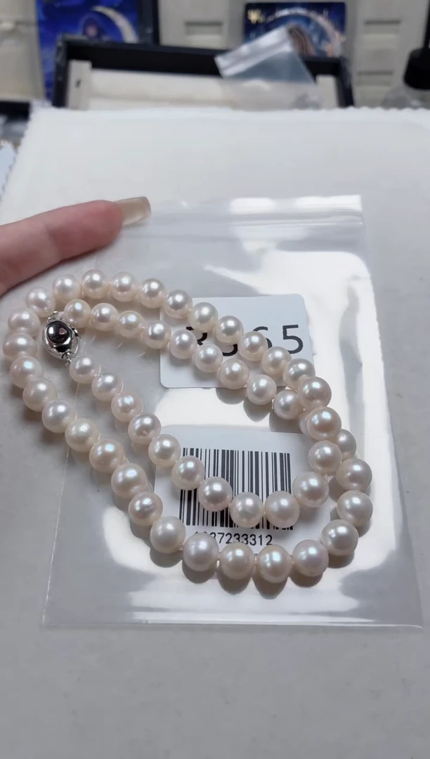 银S925镶嵌项链淡水珍珠r365