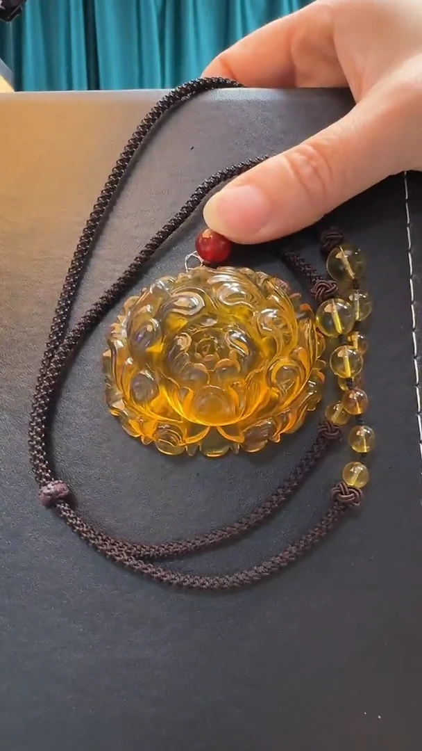 未镶嵌吊坠(赠链)琥珀蜜蜡牡丹花套装