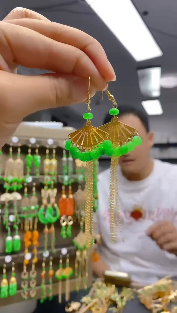 翡翠合金耳饰0462翡翠耳钩