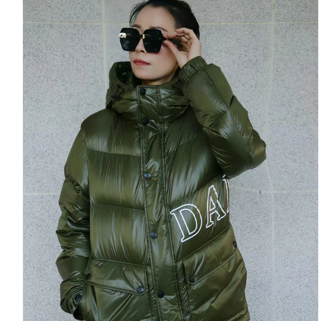 1DA6622带帽字母提花夹克外套保暖秋冬时尚男士冬季连帽潮流百搭