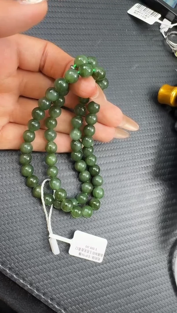 和田玉未镶嵌项链若羌微色差青黄口卡8长串