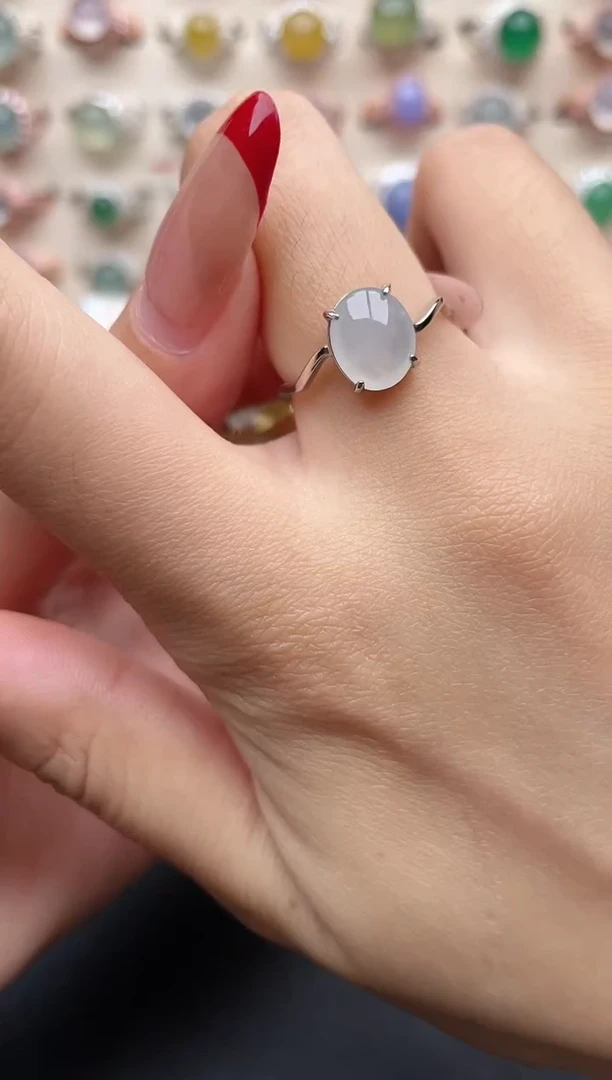 【闪购商品】翡翠戒指银S925镶嵌一物一证一礼盒