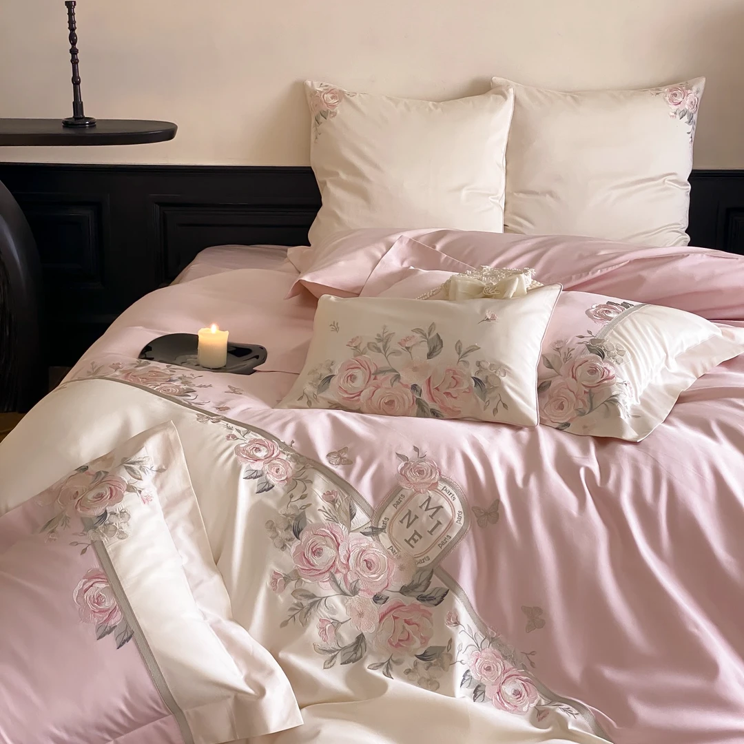 【莱茵玫瑰】秋冬新品100s澳棉贡缎刺绣四件套