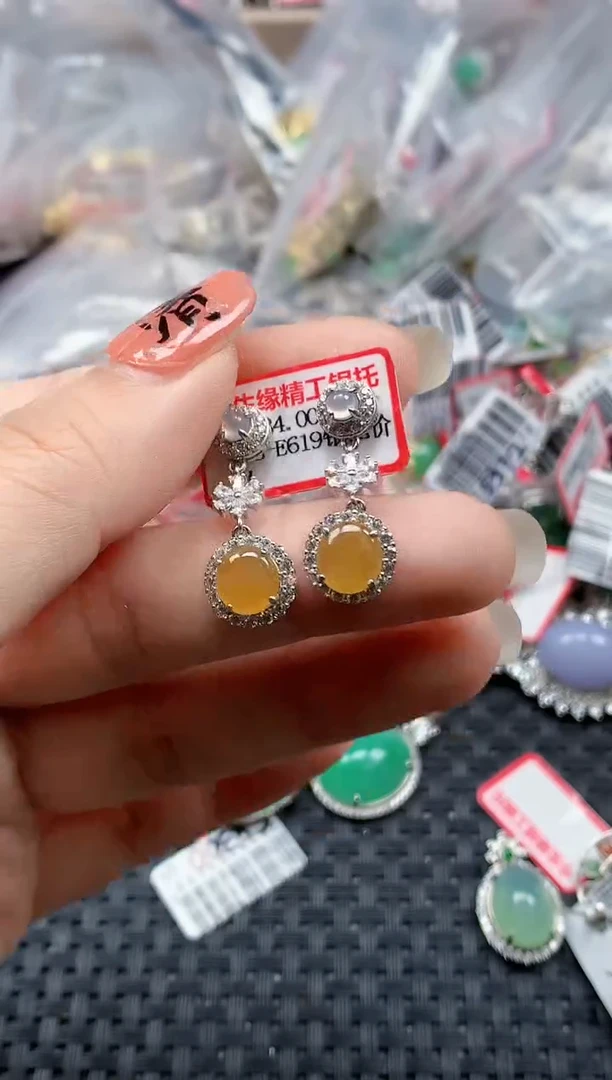 银S925镶嵌戒指翡翠天然A货缅甸翡翠