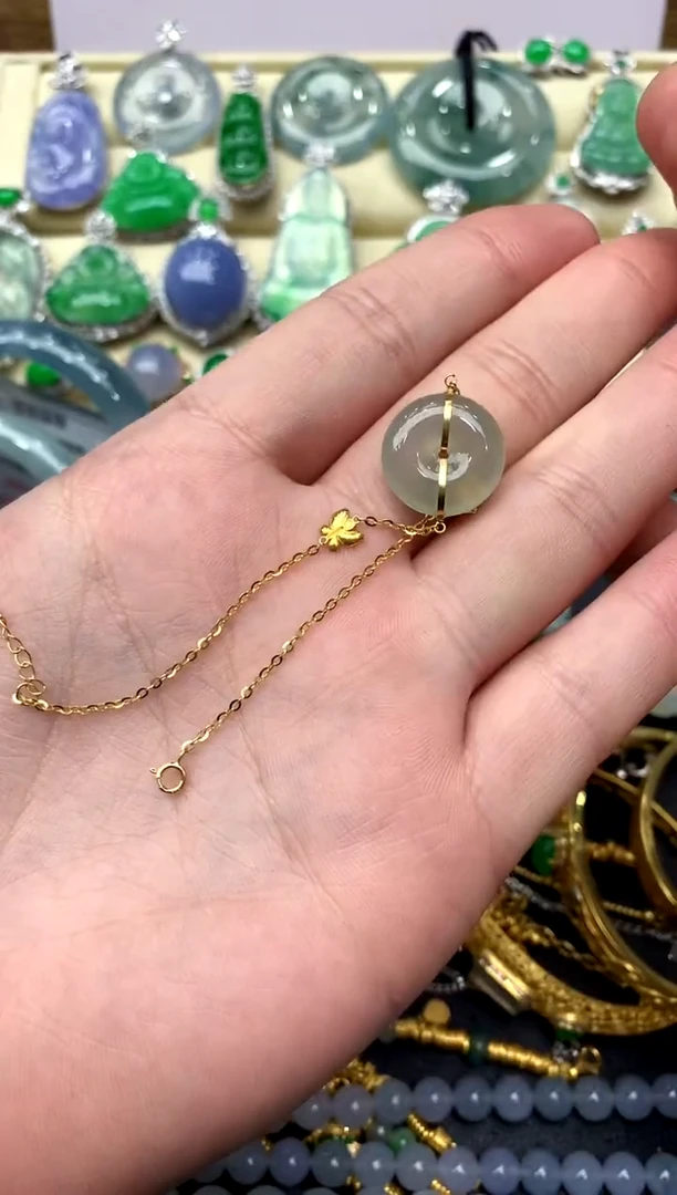 18K金镶嵌手串翡翠133-中国好珍宝