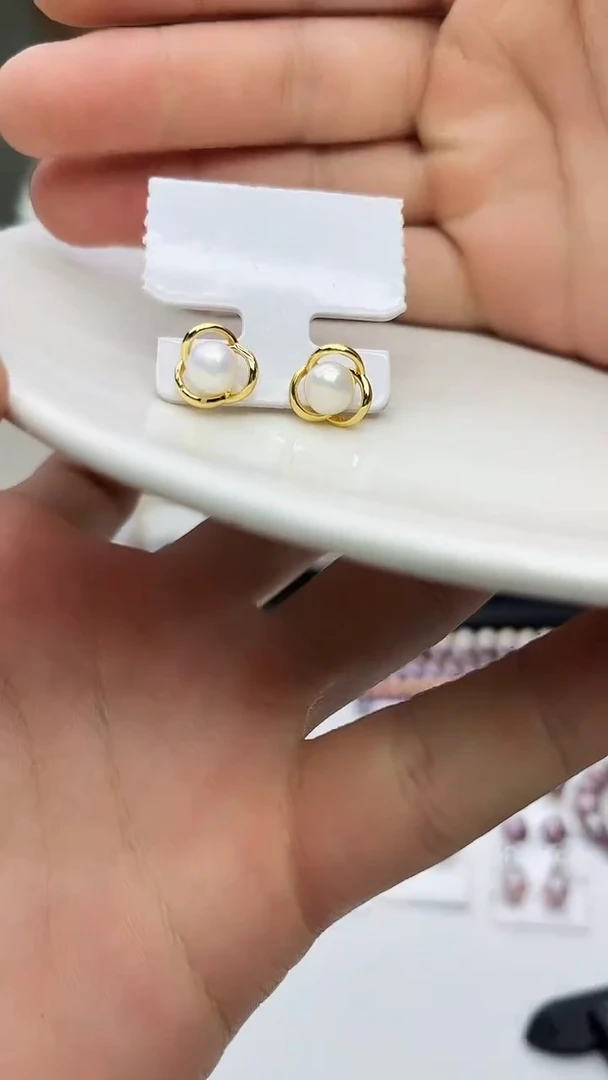 未镶嵌耳饰淡水珍珠白色系耳饰