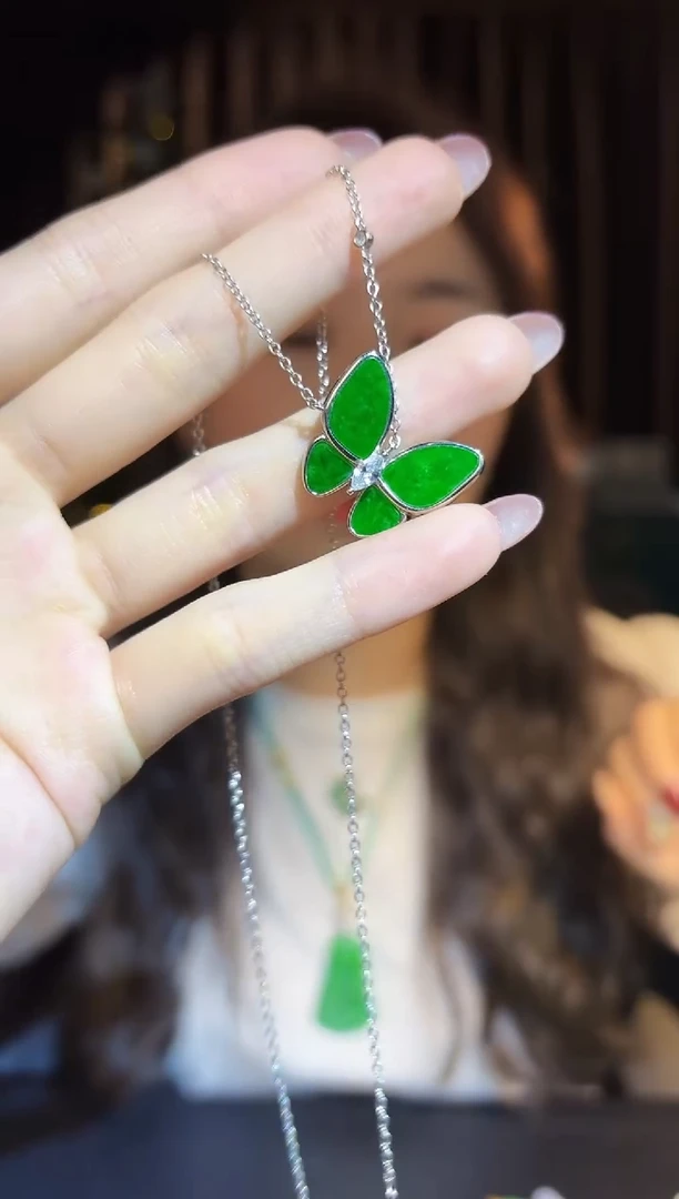 【闪购商品】翡翠颈饰银S925镶嵌 缅料A货/支持复检/一件