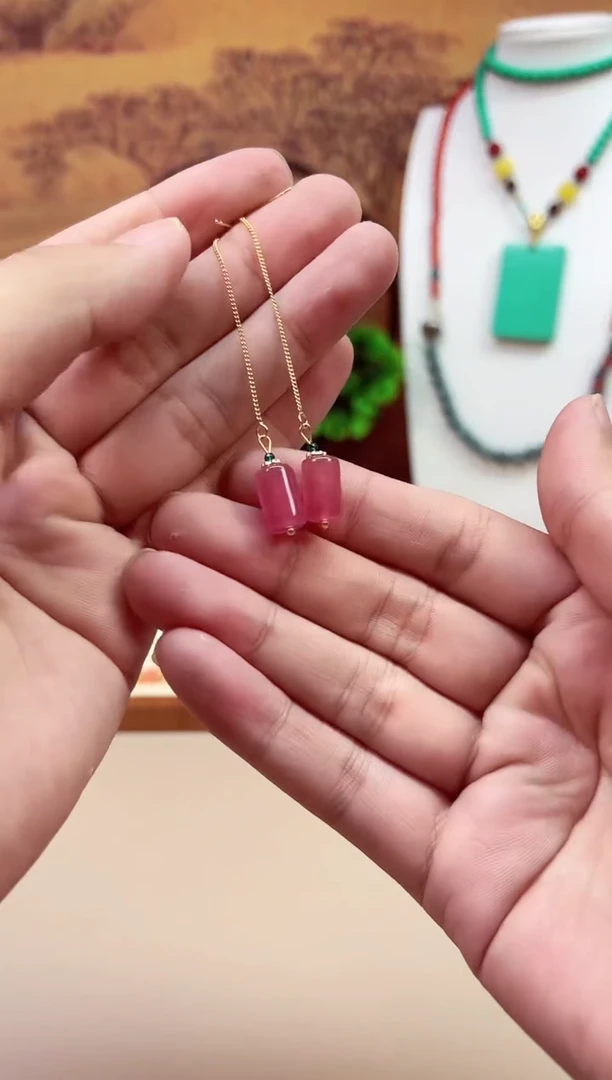 碧玺耳饰14K金镶嵌E238