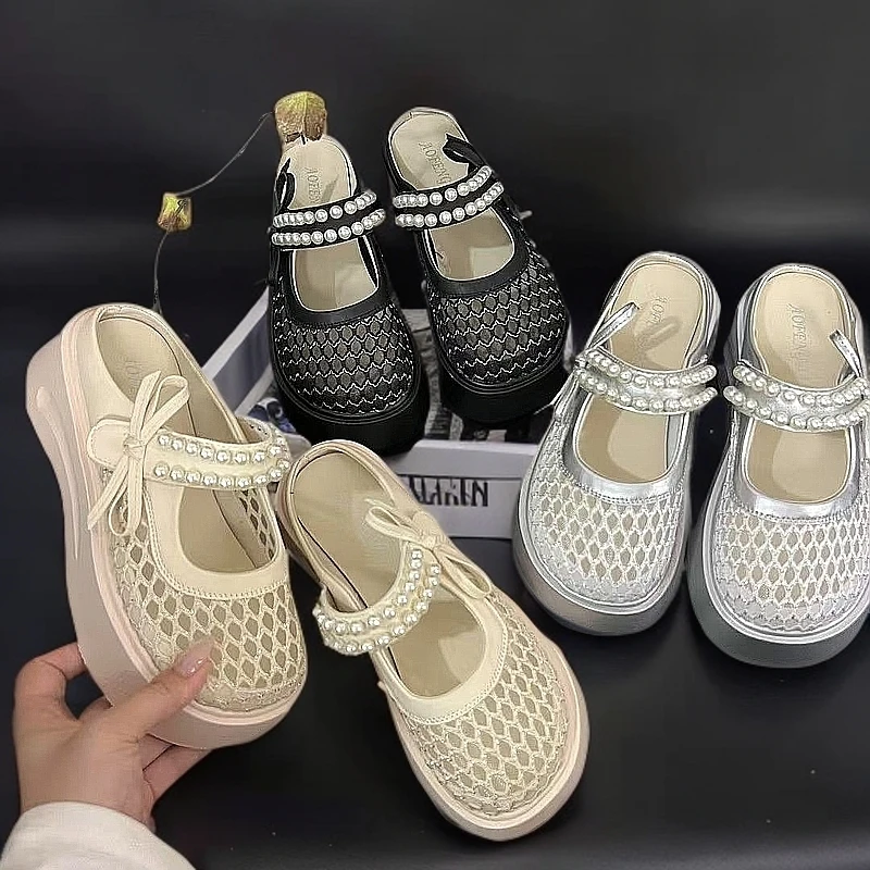 网红魔术贴玛丽珍鞋女夏季新款外穿ins时尚百搭休闲厚底包头拖鞋