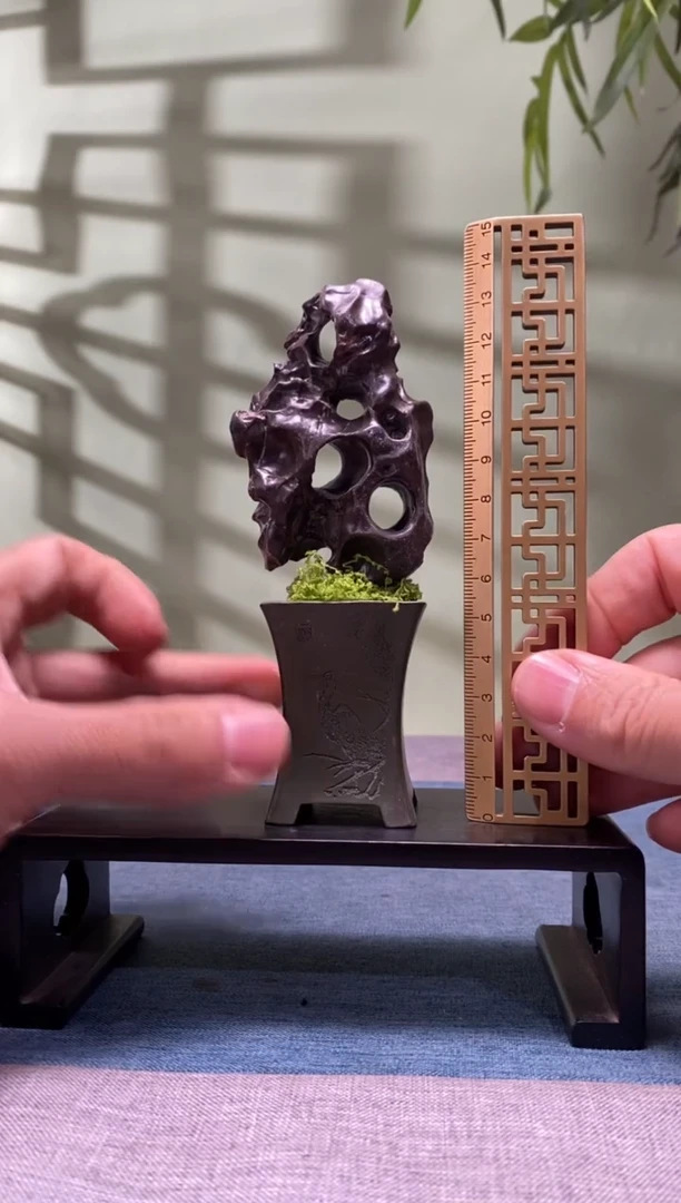 石材半*树脂底座 石头是青州玲珑石