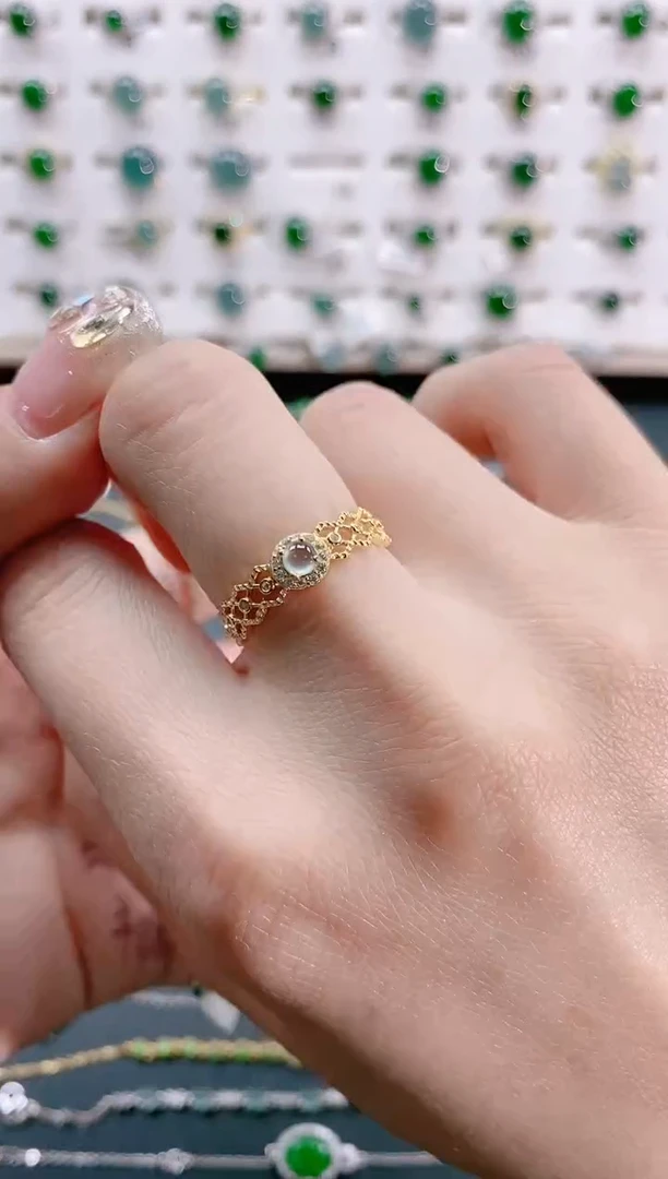 【闪购商品】翡翠戒指银S925镶嵌天然翡翠