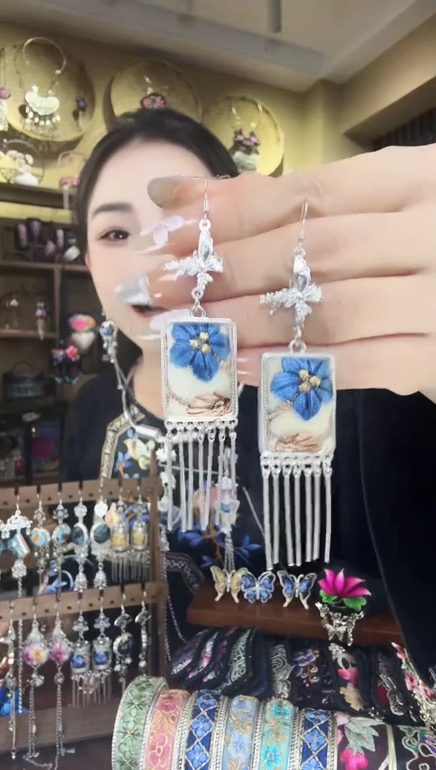 刺绣非遗刺绣民族风耳环