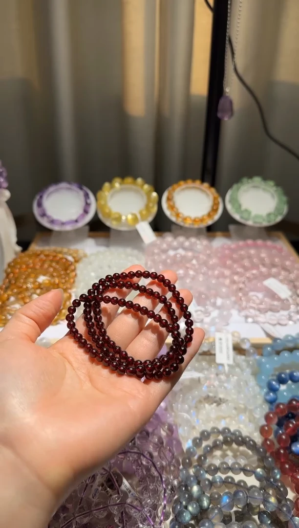 【闪购商品】石榴石手链未镶嵌石榴石5mm+三圈
