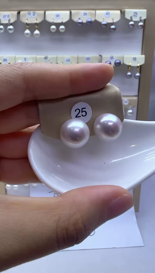 银S925镶嵌淡水珍珠耳饰25