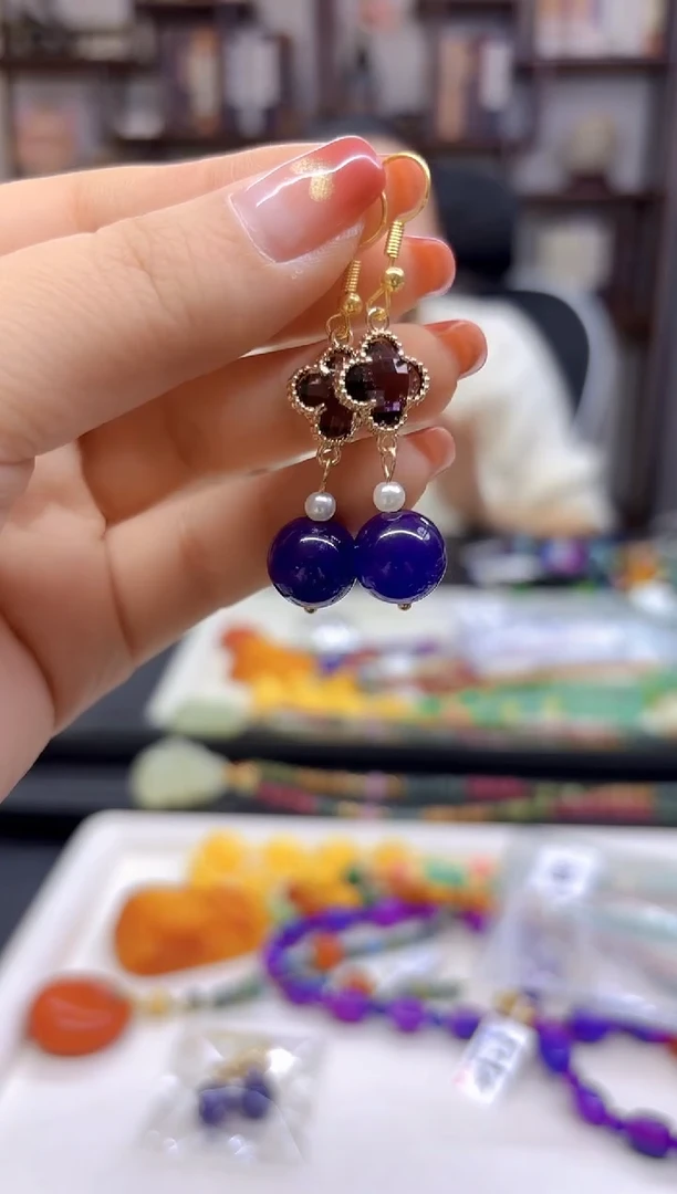 【闪购商品】紫晶耳饰14K金镶嵌耳坠E659