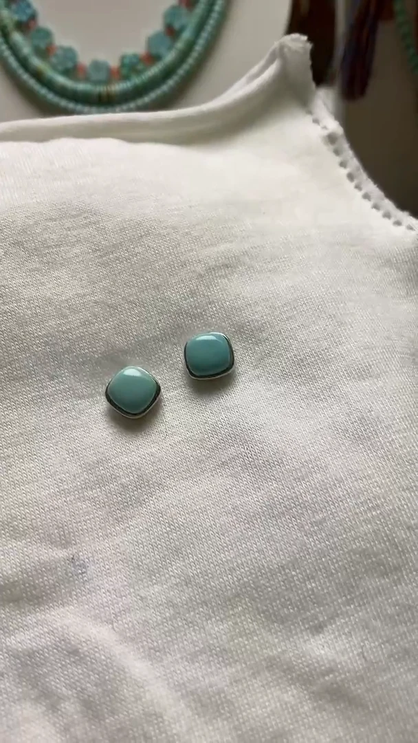 未镶嵌绿松石珠宝奇石7.3mm耳钉