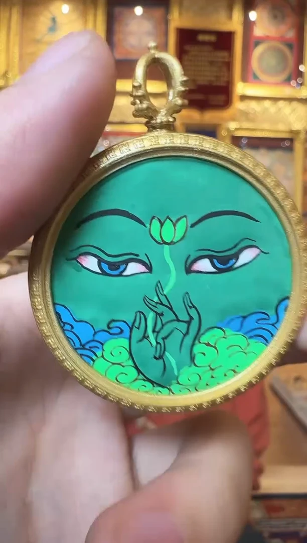 吊坠绿度母--热贡纯手绘