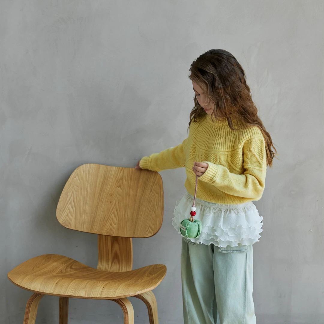 儿童秋冬粗针提花纯羊毛圆领毛衣W2511