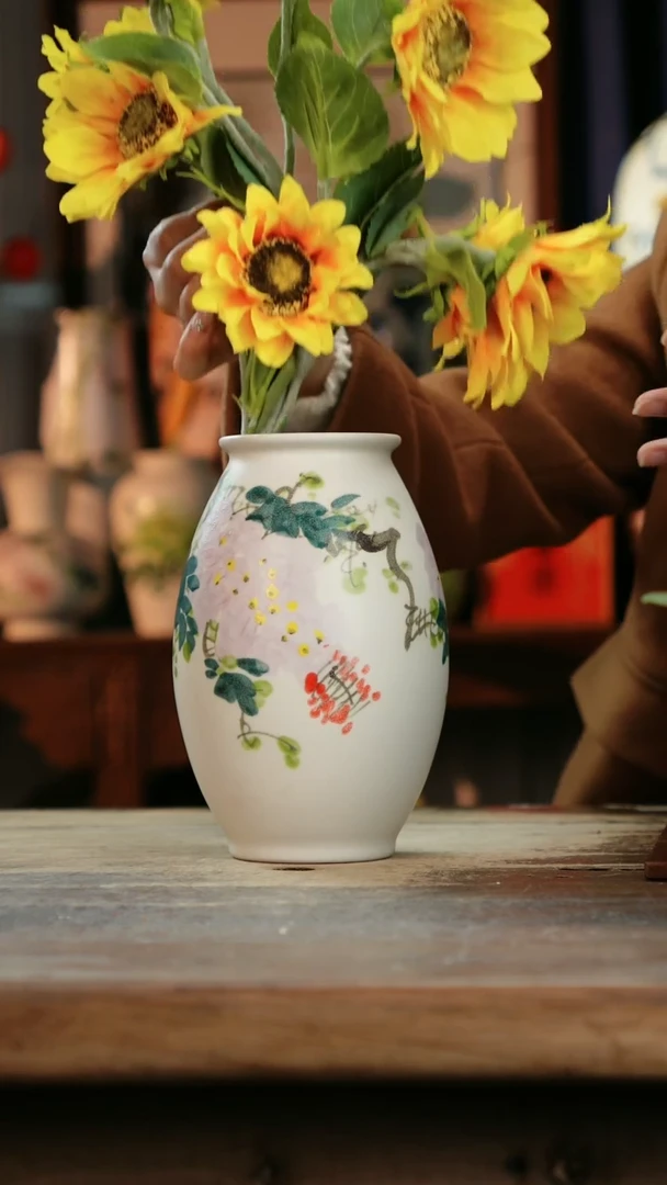 【闪购商品】瓷片景德镇纯手工釉下彩精品花瓶