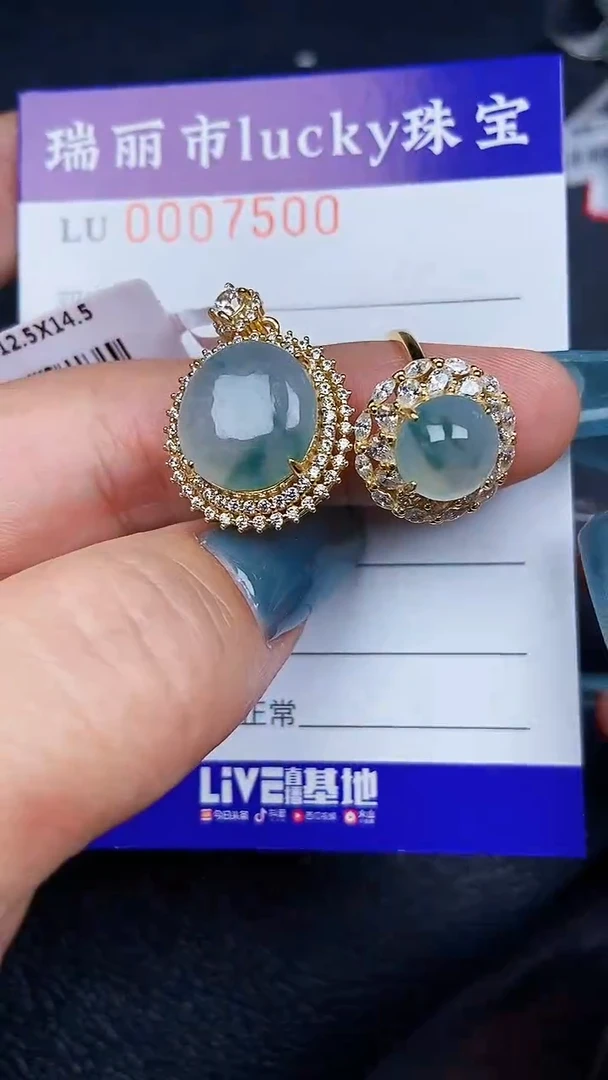 颈饰银S925镶嵌翡翠7500