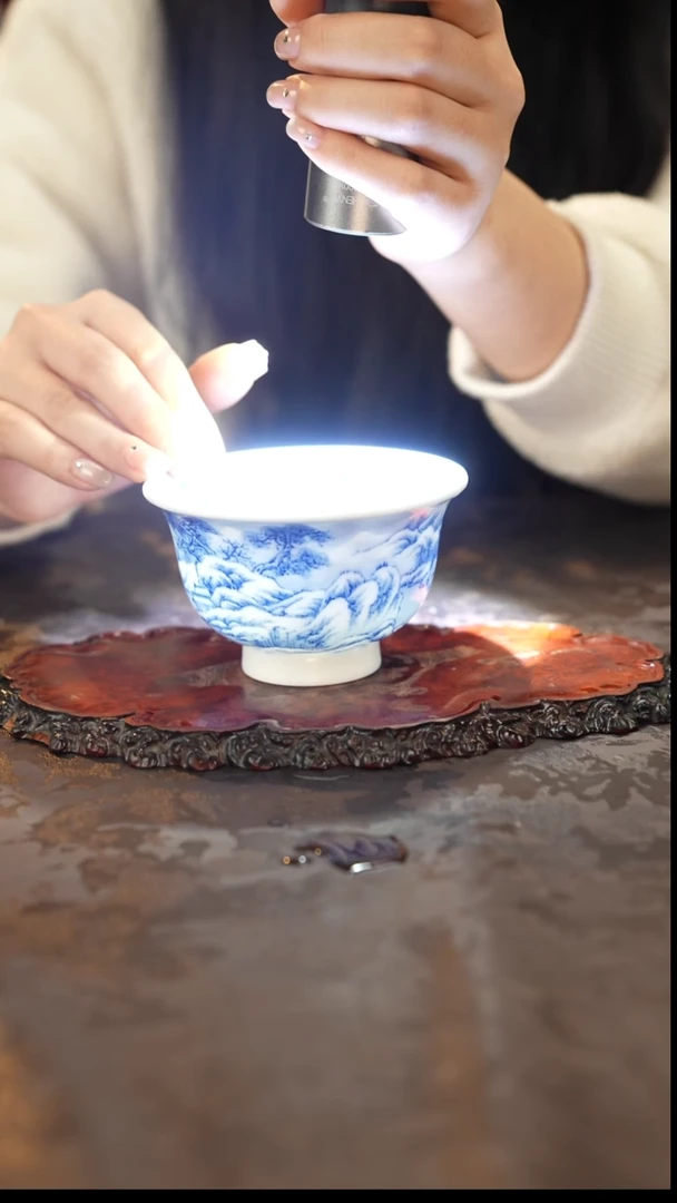 画堂春 青花手绘雪景主人杯