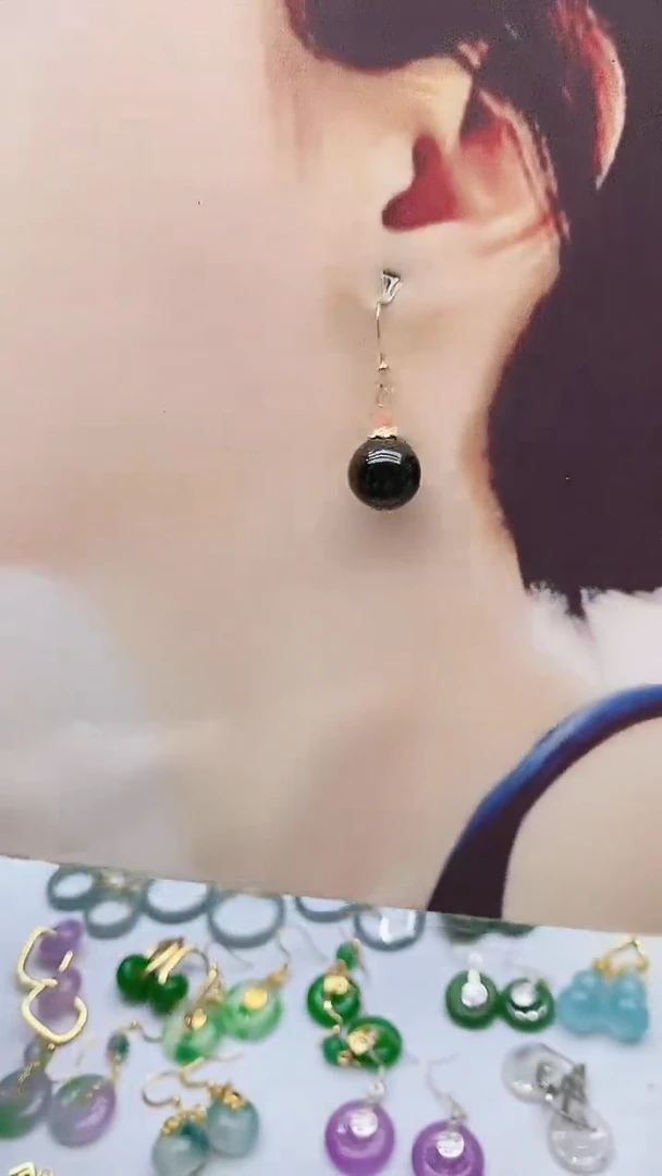 14K金镶嵌翡翠耳饰翡翠452