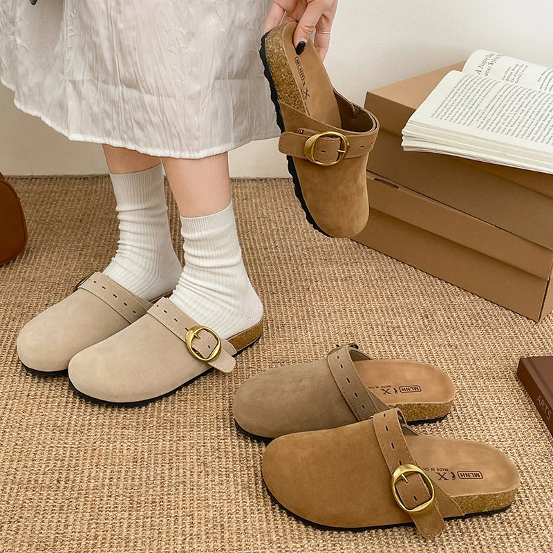 轻便休闲906复古包头拖鞋女2025春季新款增高软底半托勃肯拖鞋