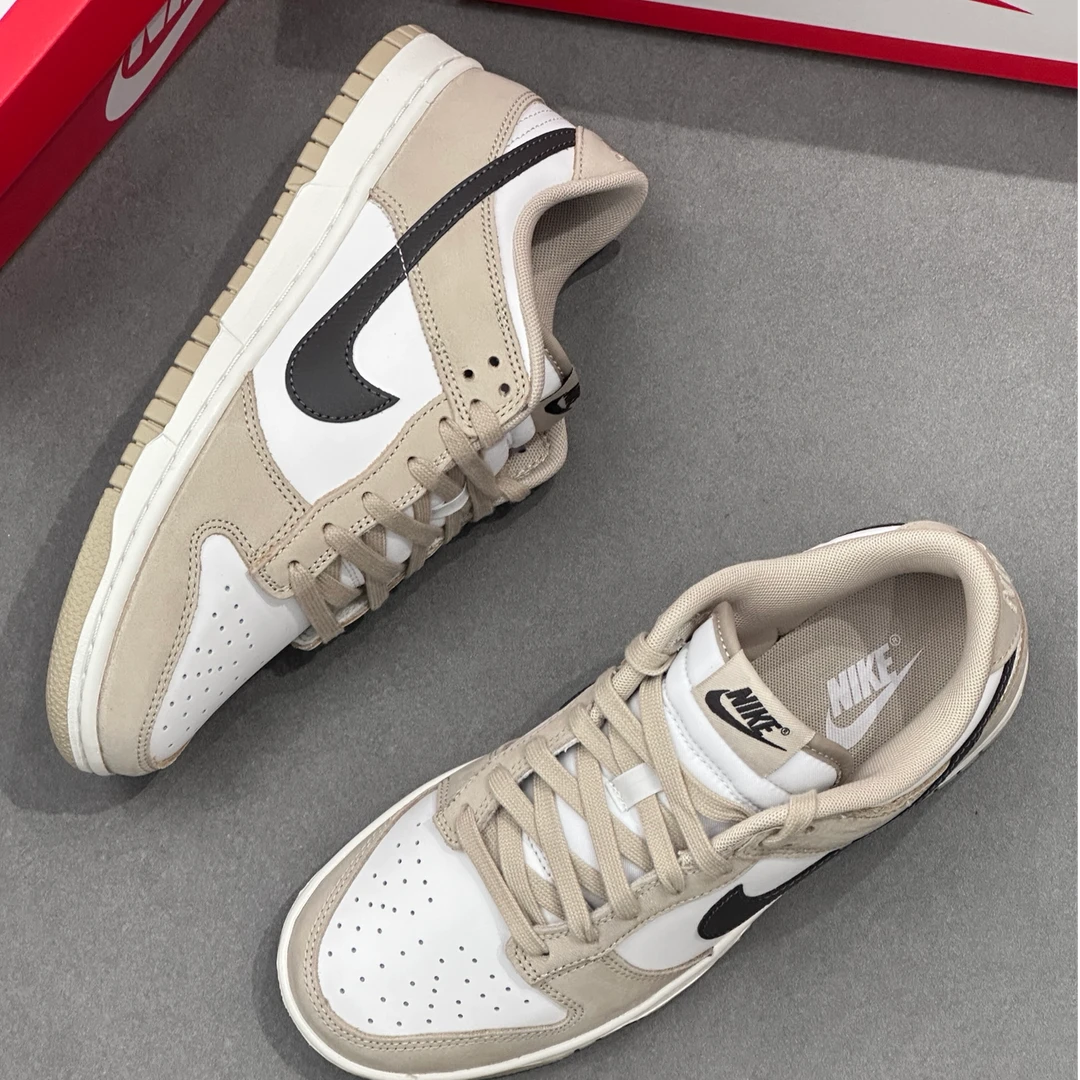 NIKE耐克 dunk low 男女同款白卡其低帮复古舒适休闲板鞋官方正品