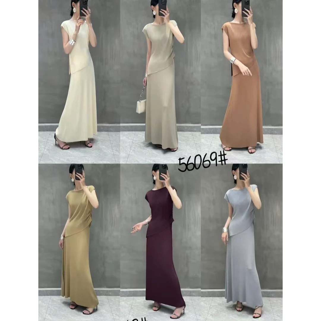 56069夏季新款纯色轻奢风修身显瘦套装