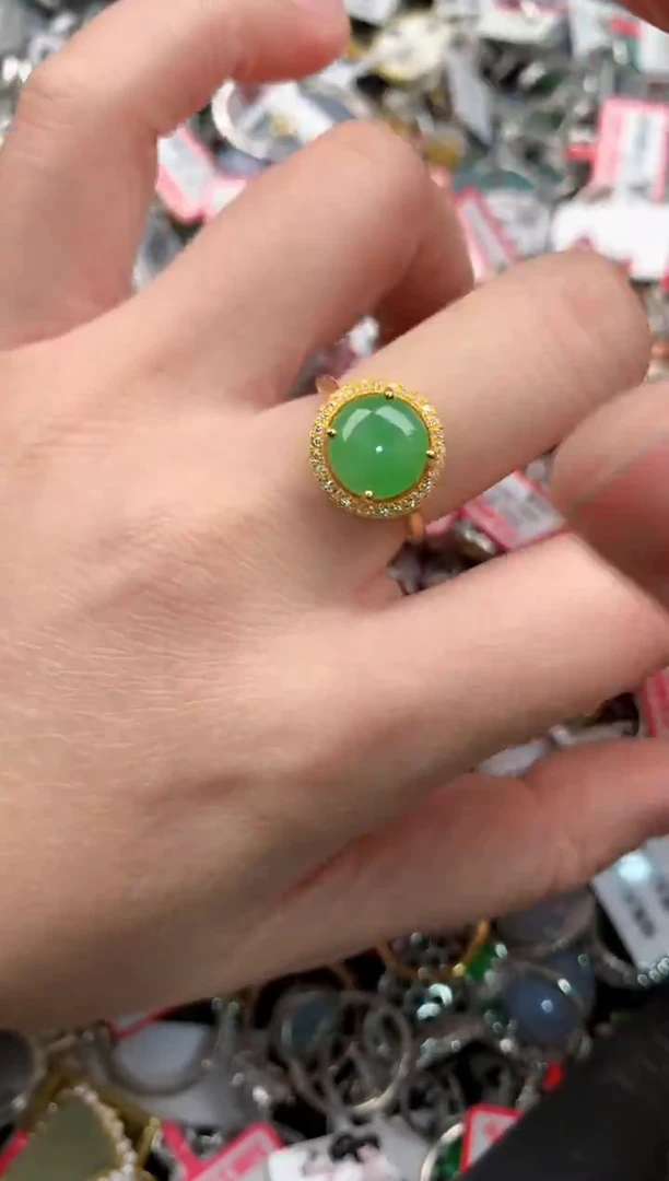 银S925镶嵌戒指翡翠555            1