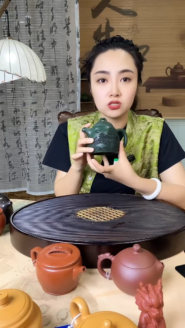 茶壶紫砂宝塔秦权 墨绿泥
