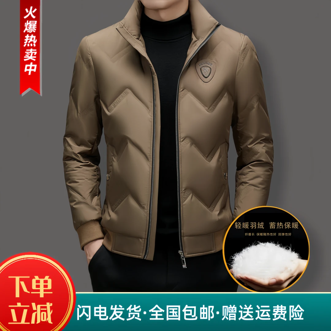 【欧洲轻奢】2025爆款立领短款男士冬季羽绒服外套时尚休闲男装潮