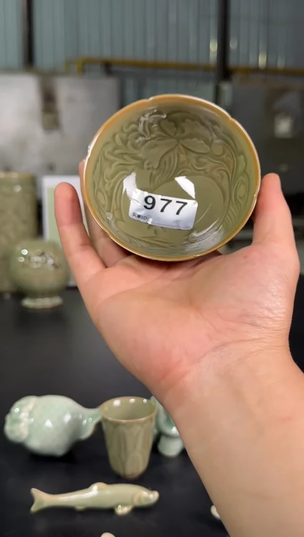耀州窑仰山鹿纹半月杯977
