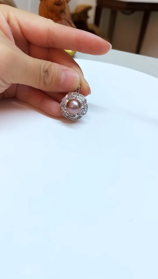 颈饰银S925镶嵌淡水珍珠11mm